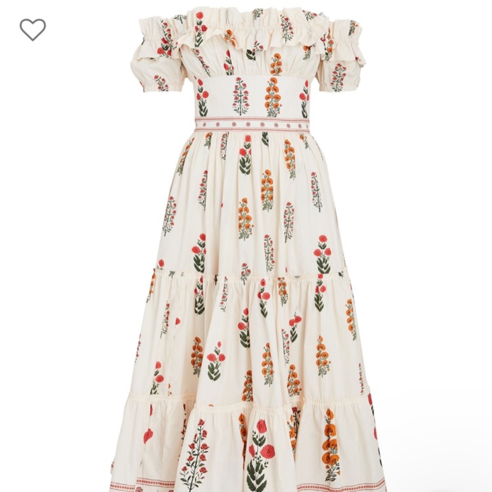 AGUA BENDITA Banana Dahlia Off-The-Shoulder Dress